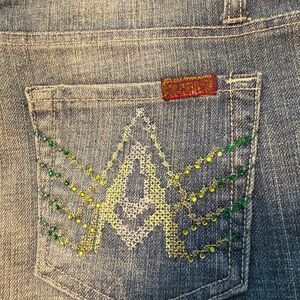 NEW 7 Seven For All Mankind Y2K Vintage A Pocket Bootcut Jeans size 29 RHINESTON